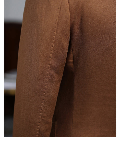 Brown Double-Breasted Linen Suit – Inspired by Classic Men’s Linen Suits Plus Size